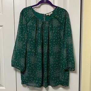 Chic Green Floral Blouse